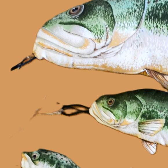 Rainbow Trout With Lures Set Soft Fabric Plush Fishing Decor Rustic Cabin - Picture 4 of 4